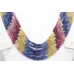Natural Multi Color Sapphire faceted Beads Stones NECKLACE 7 lines 567 Ct P 543